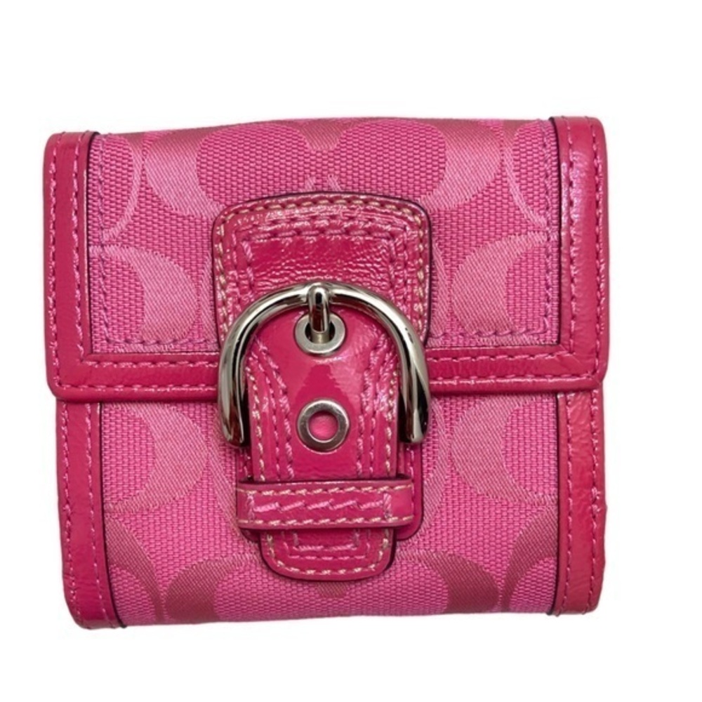 Coach RARE pink signature soho mini clutch buckle wallet amazing